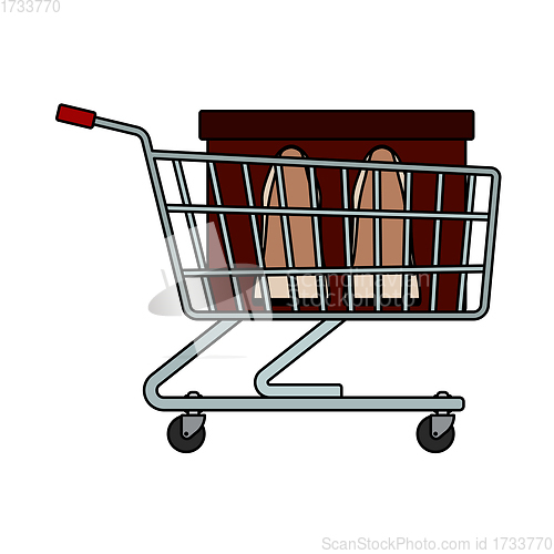 Image of Shopping Cart With Shoes In Box Icon
