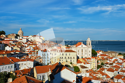 Image of View of Lisbon from Miradouro de Santa Luzia viewpoint. Lisbon, Portugal