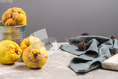 Image of Ripe quince fruits