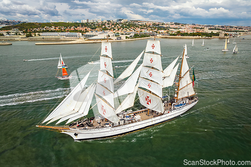 Image of Tall ships sailing in Tagus river. Lisbon, Portugal