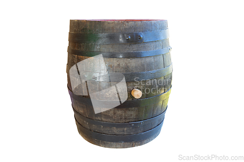 Image of vintage wooden barrel on white