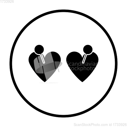 Image of Two Valentines Heart With Pin Icon