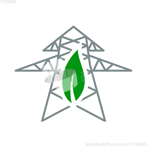 Image of Electric Tower With Leaf Icon