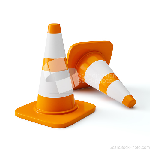 Image of Orange highway traffic construction cones