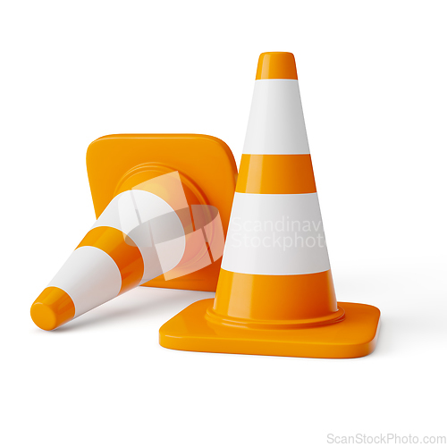 Image of Orange highway traffic construction cones