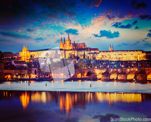 Image of View of Prague in twilight