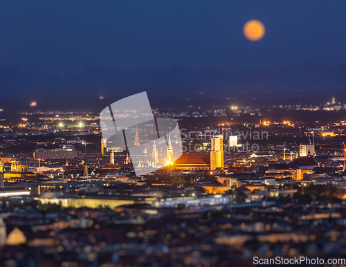 Image of Night aerial view of Munich, Germany