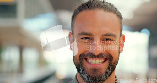 Image of Face, leadership and smile of business man in office ready for goals, mission and targets. Ceo, boss and portrait of happy male entrepreneur from Canada with vision and success mindset in company.