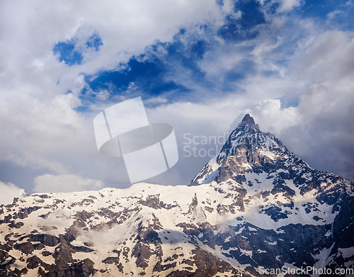 Image of Snowcapped summit top of mountain in Himalayas