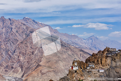 Image of Dhankar gompa Buddhist monastery on a cliff