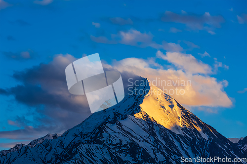 Image of Snowcapped top of mountain in Himalayas