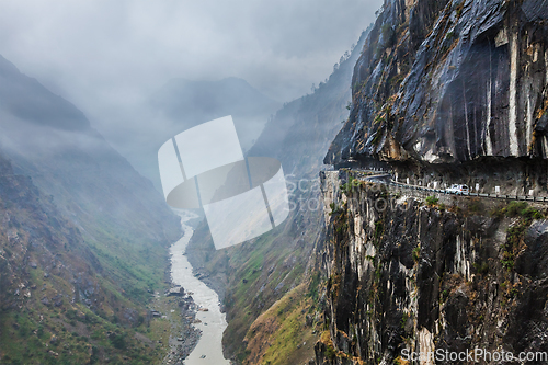 Image of Car on road in Himalayas