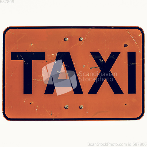 Image of Vintage looking Taxi sign isolated