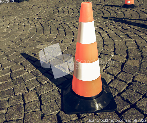 Image of Vintage looking Traffic cone sign