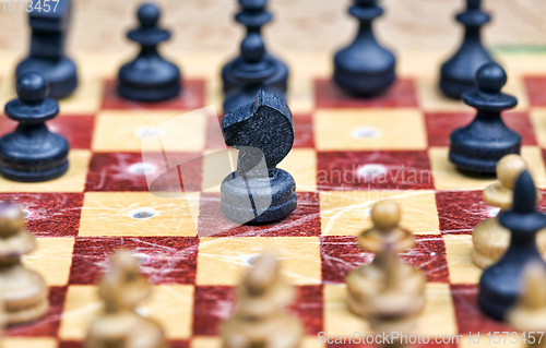 Image of small old wooden chess