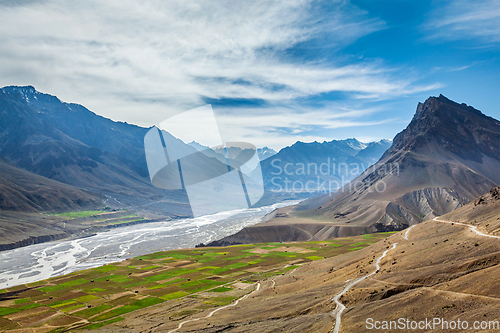 Image of Spiti valley and river in Himalayas