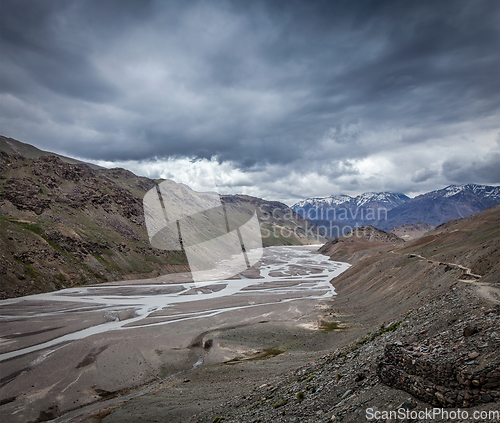 Image of Spiti valley and river in Himalayas