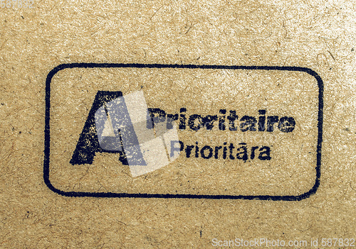 Image of Vintage looking Priority mail postmark