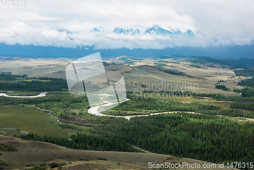 Image of Panorama of Kurai steppe and Chuya river