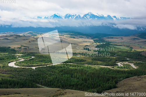 Image of Panorama of Kurai steppe and Chuya river