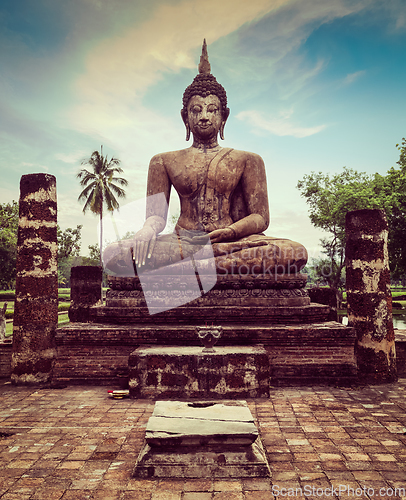 Image of Buddha statue hand close up detail