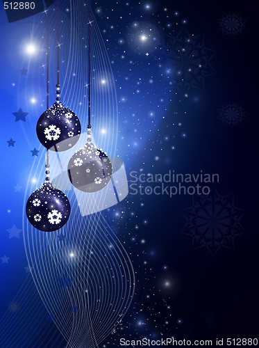 Image of Blue christmas illustration with balls