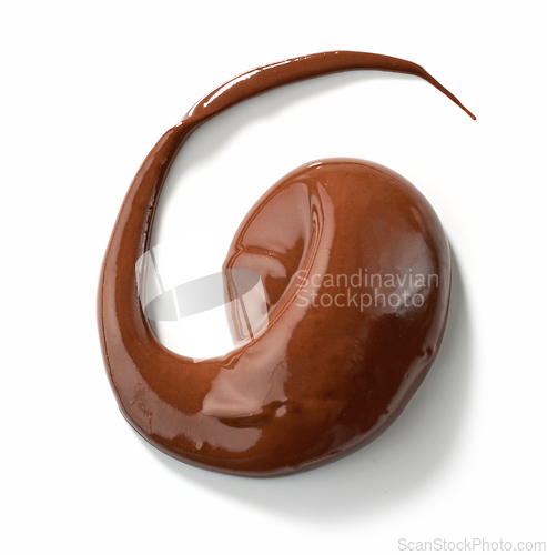 Image of melted chocolate on white background