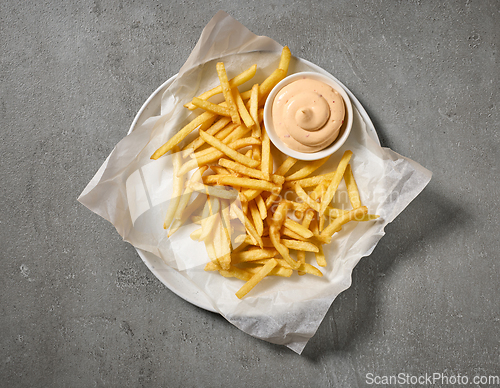 Image of french fries and dip mayonnaise sauce