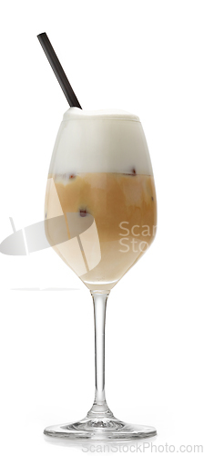 Image of glass of iced coffee latte cocktail