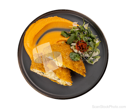 Image of Veal schnitzel stuffed with pickles and cheese