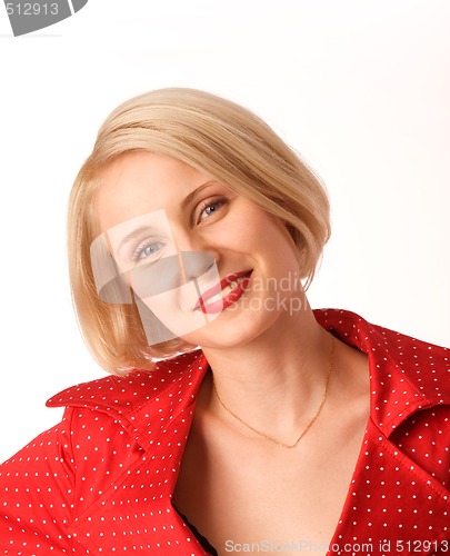 Image of portrait of happy young woman