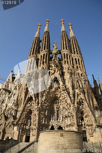 Image of Detailed view of Sagrada Familia; great work of Antonio Gaudi