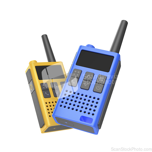 Image of Blue and yellow walkie-talkies