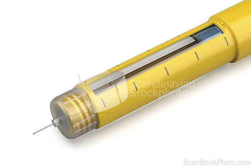 Image of Close up of yellow insulin pen