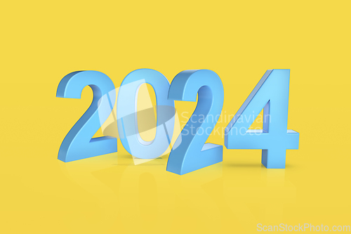 Image of Happy New Year 2024 with blue numbers