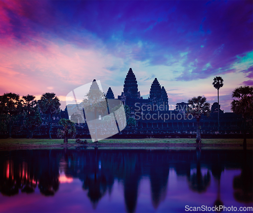 Image of Angkor Wat - famous Cambodian landmark on sunrise