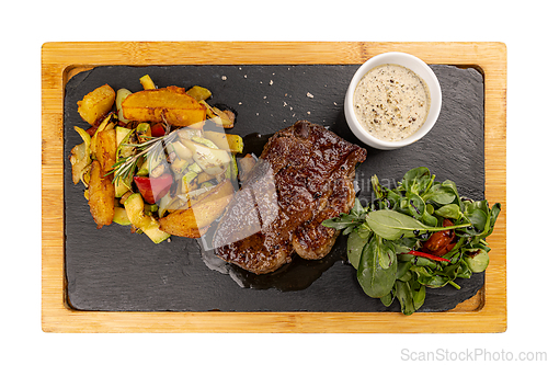 Image of Flat lay of grilled steak