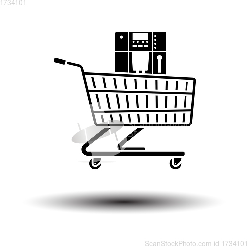 Image of Shopping Cart With Cofee Machine Icon