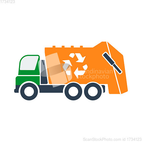 Image of Garbage Car With Recycle Icon