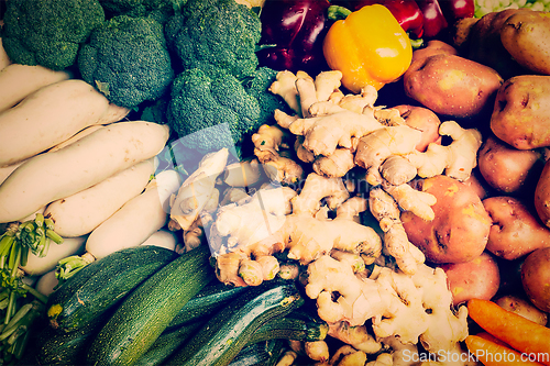 Image of Vegetables in Asian market close up