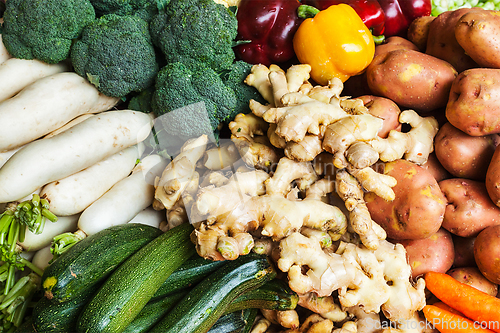 Image of Vegetables in Asian market close up