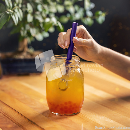 Image of Glass jar full of cold mocktail