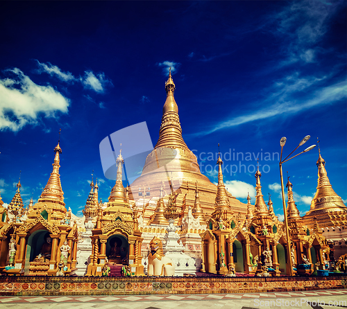 Image of Shwedagon Paya pagoda. Yangon, Myanmar