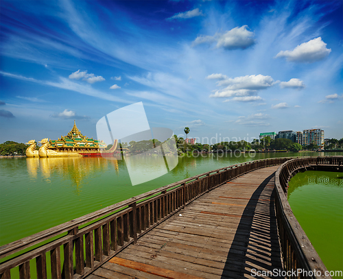 Image of Kandawgyi Lake, Yangon, Burma Myanmar