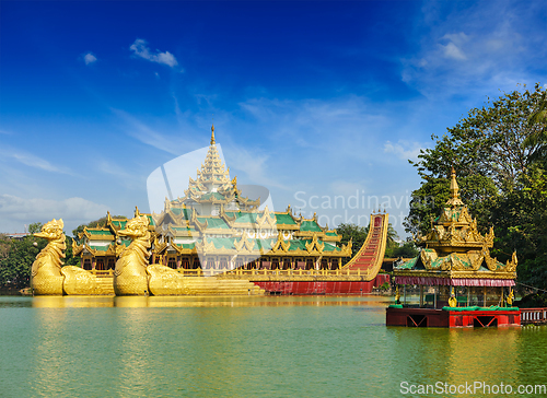 Image of Karaweik barge at Kandawgyi Lake, Yangon, Myanmar