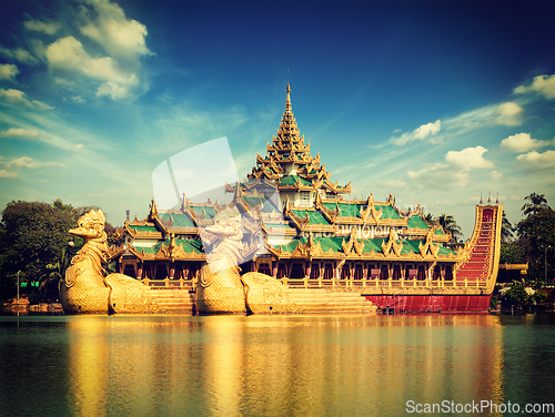 Image of Karaweik barge at Kandawgyi Lake, Yangon