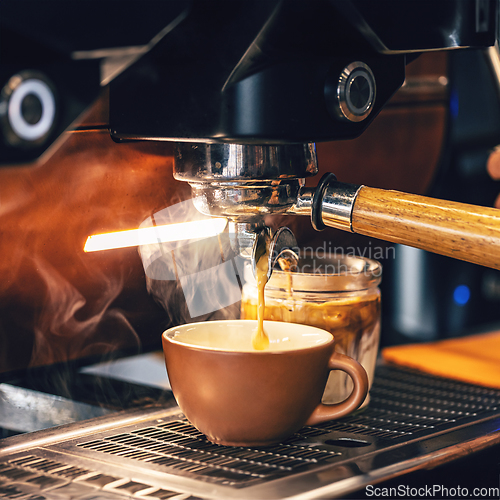 Image of Delicious fresh morning espresso coffee