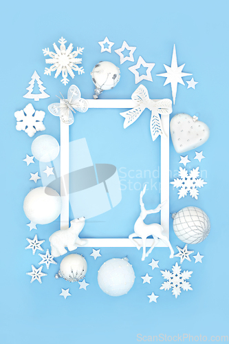 Image of Festive Christmas North Pole Background Border Design