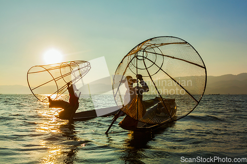 Image of Burmese fisherman at Inle lake, Myanmar