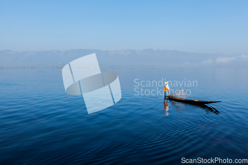 Image of Burmese fisherman at Inle lake, Myanmar